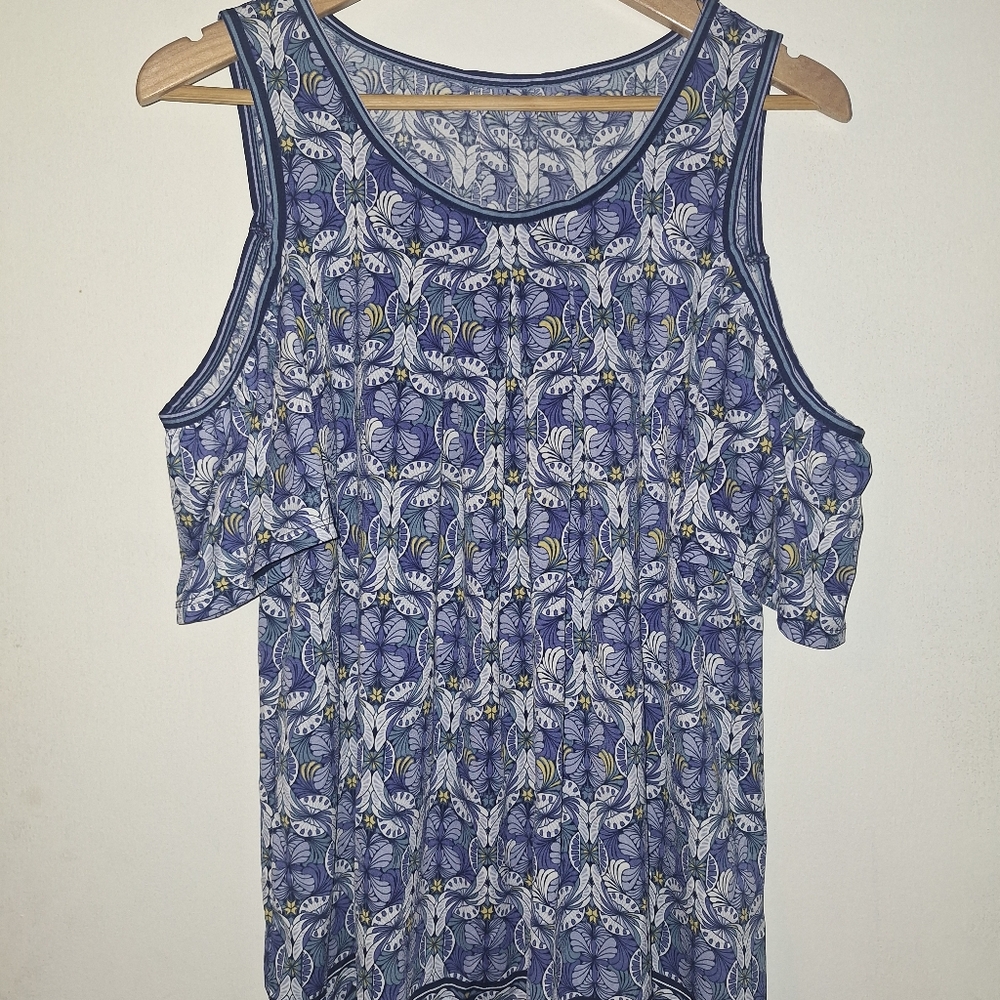 Source Unknown Blue And White Patterned Blouse - image 2